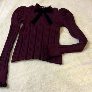 Purple slim fit shirt with black bow